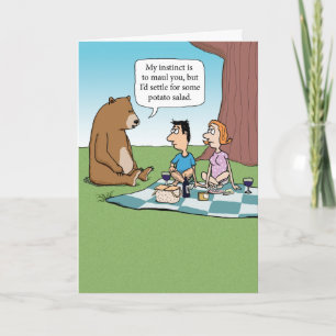 Funny Bear Crashing a Picnic Card