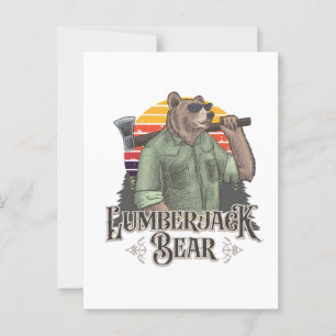 Funny bear dressed as a lumberjack postcard