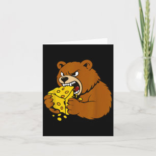 Funny Bear Eating Cheese Illustration For Food Lov Card