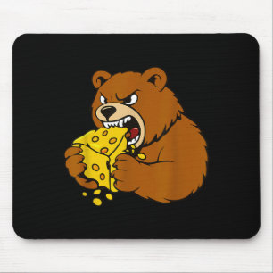 Funny Bear Eating Cheese Illustration For Food Lov Mouse Pad