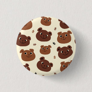 Funny bear face 1 inch round button
