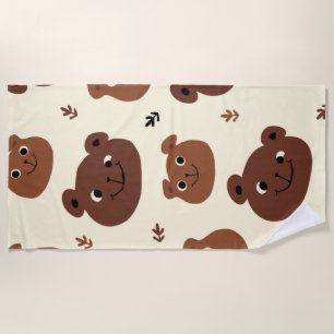 Funny bear face beach towel