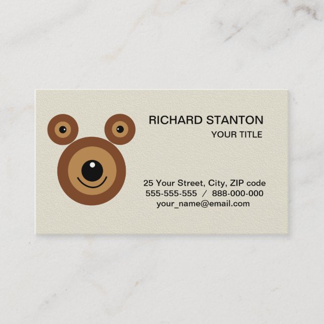 Funny bear face business card (Front)