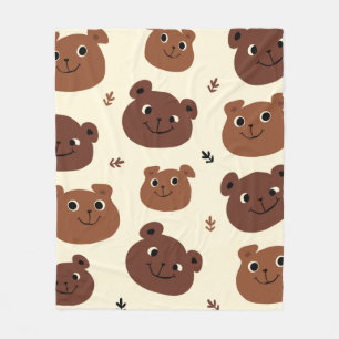 Funny bear face fleece blanket