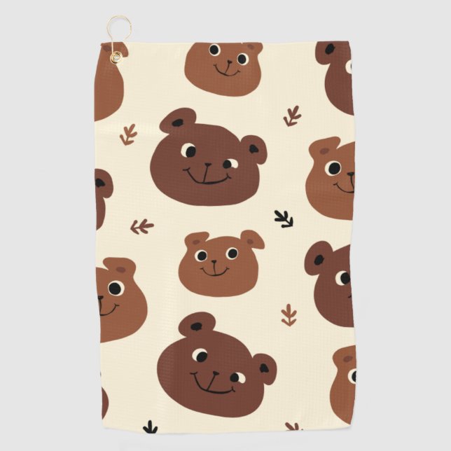 Funny bear face golf towel (Front)
