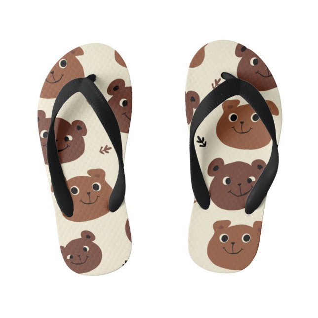 Funny bear face kid's flip flops (Footbed)
