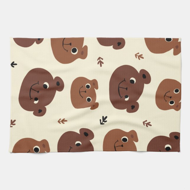 Funny bear face kitchen towel (Horizontal)