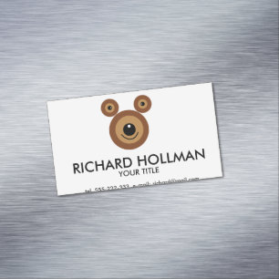 Funny bear face Magnetic business card