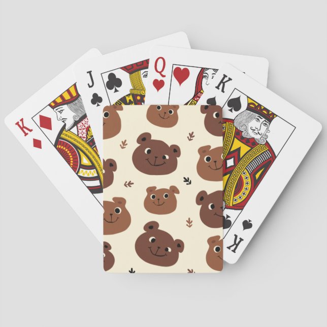 Funny bear face playing cards (Back)