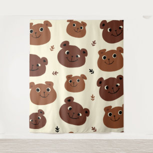 Funny bear face tapestry