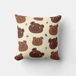 Funny bear face throw pillow