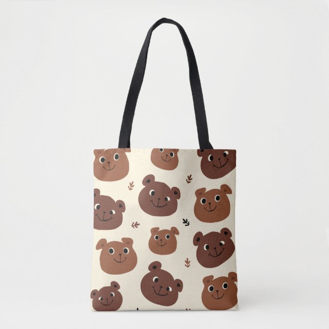 Funny bear face tote bag (Front)