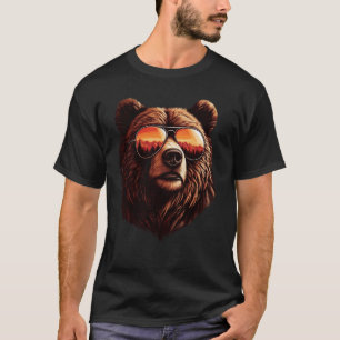 Funny Bear Face with Sunglasses Colourful Bear Lov T-Shirt