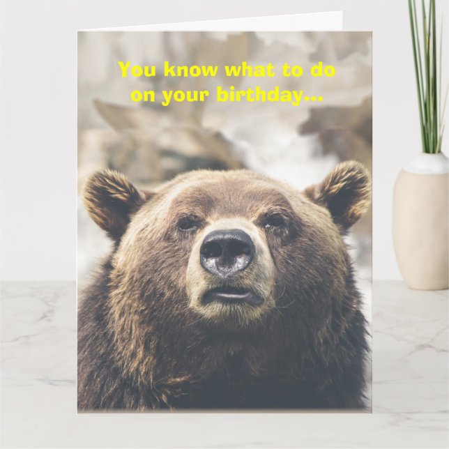 Funny Bear Giant Birthday Card Bear Pun Custom (Front)