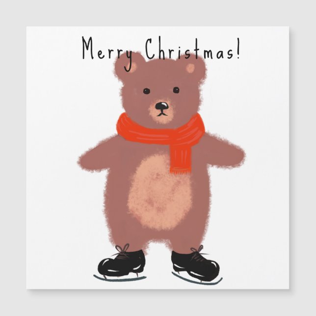 Funny bear on winter skates (Front)