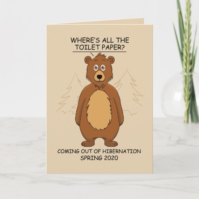 Funny Bear out of Hibernation Cartoon Card (Front)
