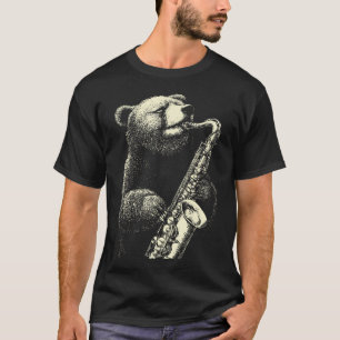 Funny Bear Playing Saxophone Player Jazz Musician T-Shirt