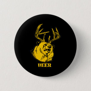 Funny Bear Plus Deer Equals Beer Deer Hunting Usa 2 Inch Round Button