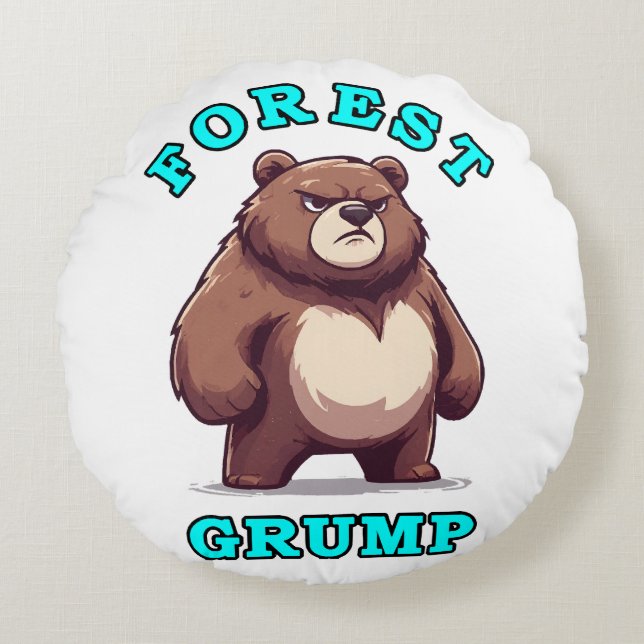 Funny Bear Round Pillow (Front)