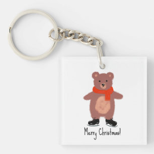Funny bear skating keychain