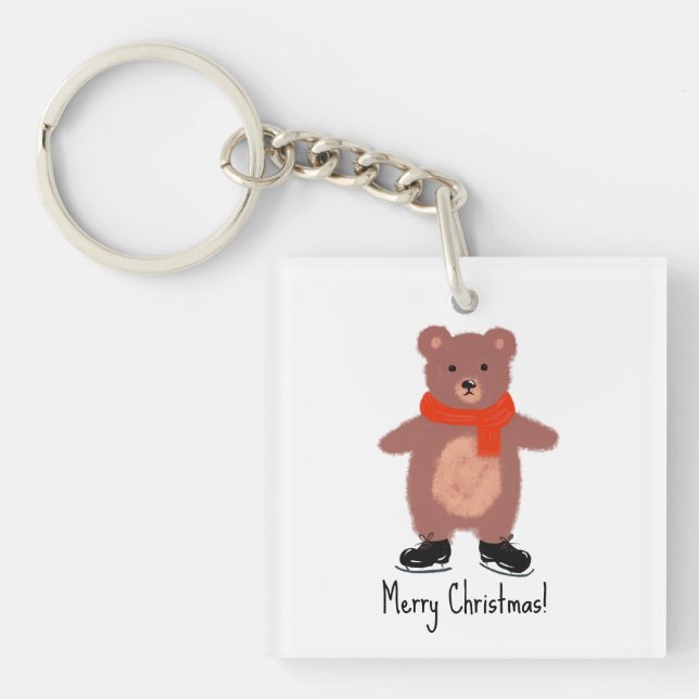 Funny bear skating keychain (Front)