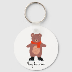 Funny bear skating keychain