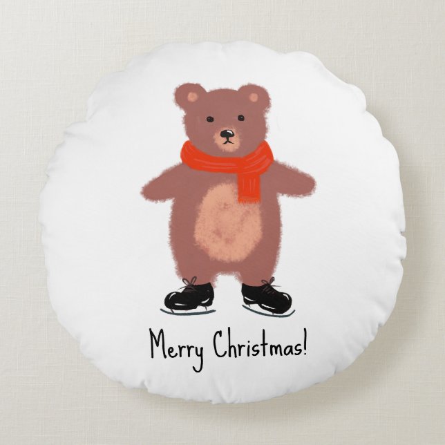 Funny bear skating round pillow (Front)