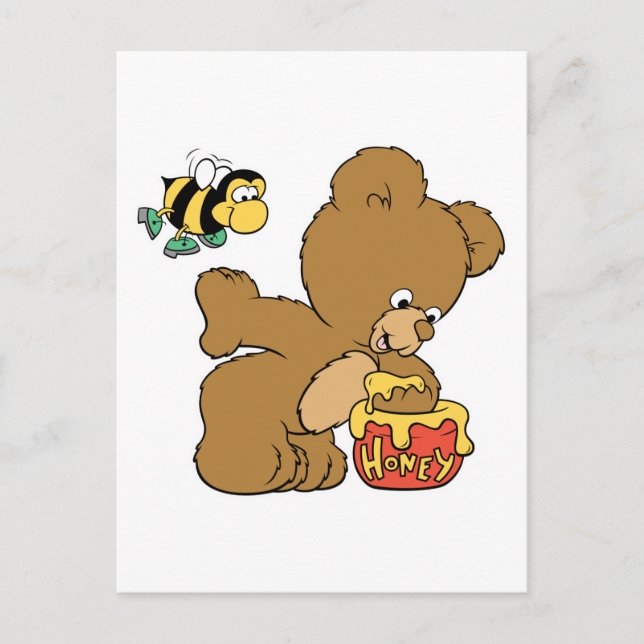 Funny Bear Sneaking Honey Postcard (Front)