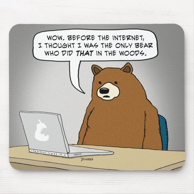 Funny Bear Surfing the Internet Mouse Pad (Front)