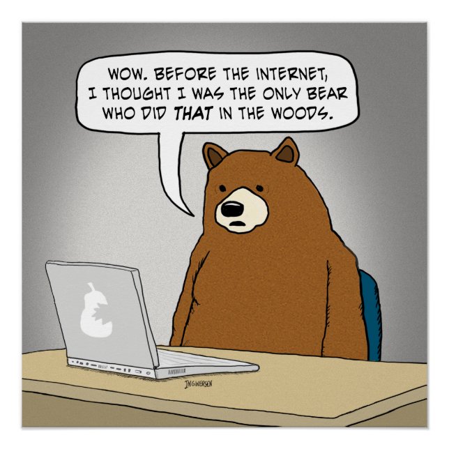 Funny Bear Surfing the Internet Poster (Front)