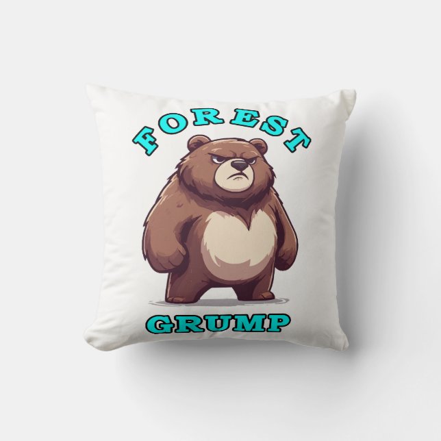 Funny Bear Throw Pillow (Front)