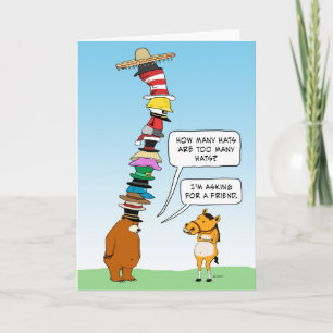 Funny Bear Wearing Many Hats Birthday Card
