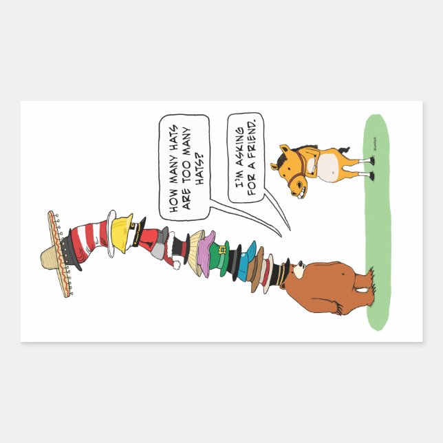 Funny Bear Wearing Many Hats Sticker (Front)