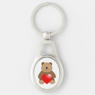 Funny bear with a heart keychain