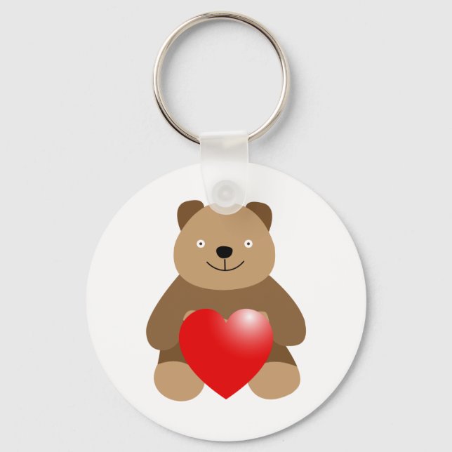 Funny bear with a heart keychain (Front)