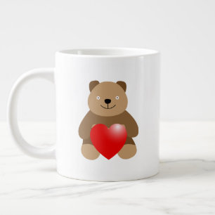 Funny bear with a heart large coffee mug