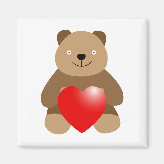 Funny bear with a heart magnet (Front)