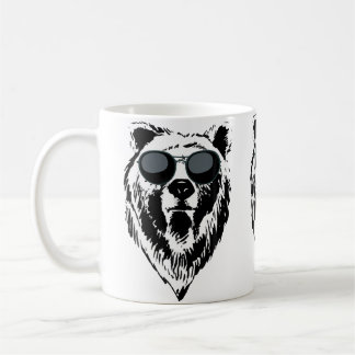 Funny Bear With Black Dark Sunglasses Camping Hunt Coffee Mug