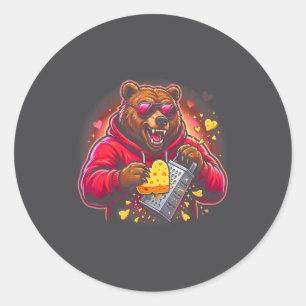 Funny Bear With Cheese Grater Hat Valentine Cheesy Classic Round Sticker