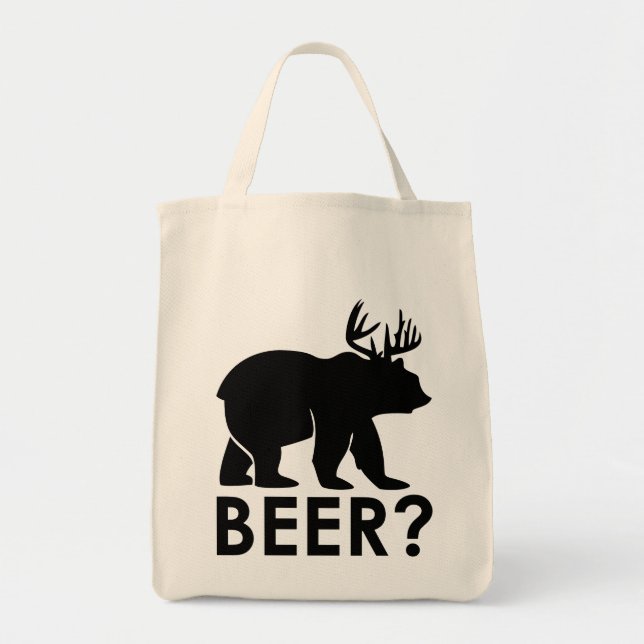 Funny Bear with Horns = Beer? Tote Bag (Front)