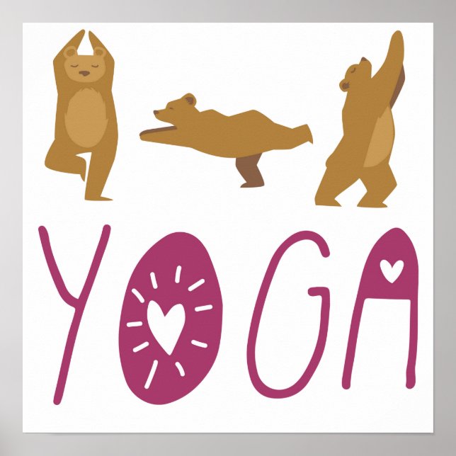 Funny Bear Yoga Poses Poster (Front)