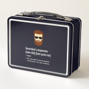 Funny Beard Carpenter Gift  Men Metal Lunch Box