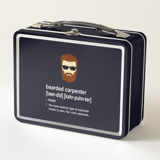 Funny Beard Carpenter Gift  Men Metal Lunch Box (Front)