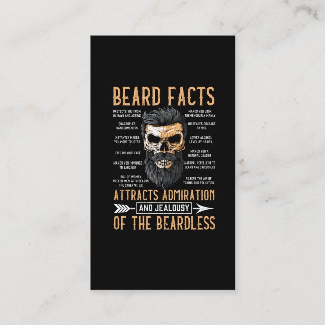 Funny Beard Facts Bearded Man Mustache Humor Business Card (Front)