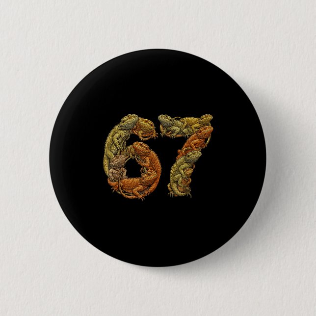 Funny Bearded Dragon 6 7 Meme Six Seven Beardzilla 2 Inch Round Button (Front)