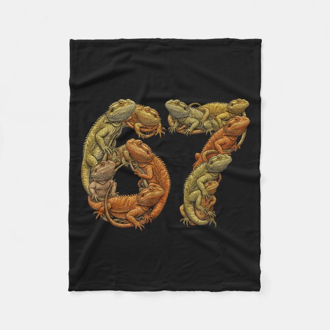 Funny Bearded Dragon 6 7 Meme Six Seven Beardzilla Fleece Blanket (Front)