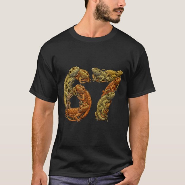 Funny Bearded Dragon 6 7 Meme Six Seven Beardzilla T-Shirt (Front)