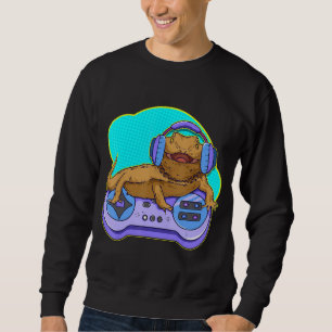 Funny Bearded Dragon Gamer Computer Game Player Li Sweatshirt