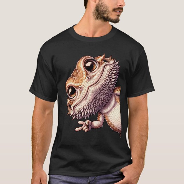 Funny Bearded Dragon Lover Kawaii Anime Lizard T-Shirt (Front)