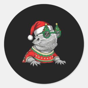 Funny Bearded Dragon Santa Hat Christmas  Classic Round Sticker